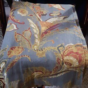 Set of 2 Pottery Barn Preston Palampore Blue-Grey 50W x 96L LINED Curtains. RARE